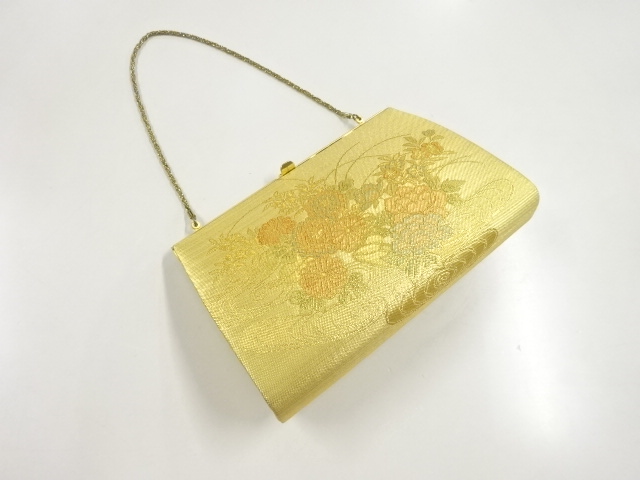 JAPANESE KIMONO / VINTAGE BAG / WOVEN SPIRAL & FLOWERS